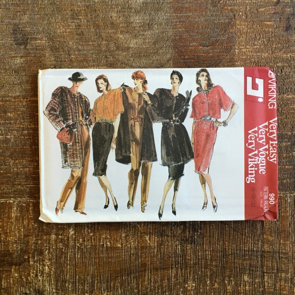 Vtg 1987 Vogue Viking 990 UNCUT Sewing Pattern Jacket Blouse Skirt Pants Sz 8-12